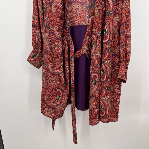 Lauren Ralph Lauren Double Faced Georgette Wrap Dress Size 14 Orange Print - Picture 5 of 14